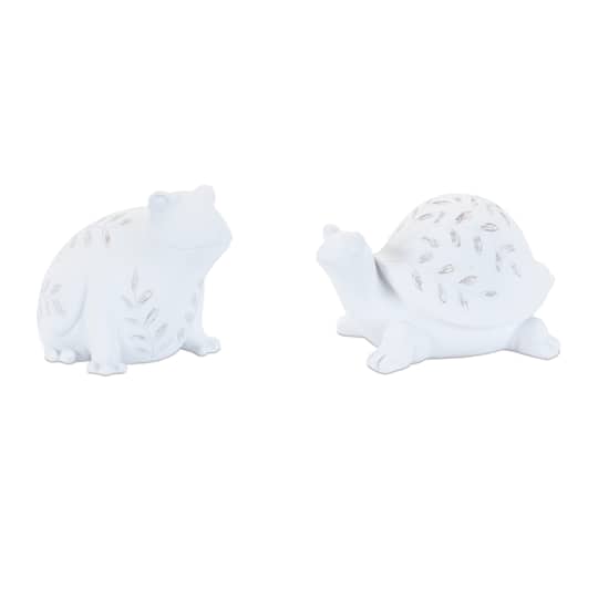 Etched Frog & Turtle Figurine Set By Melrose in White/Beige | Michaels®